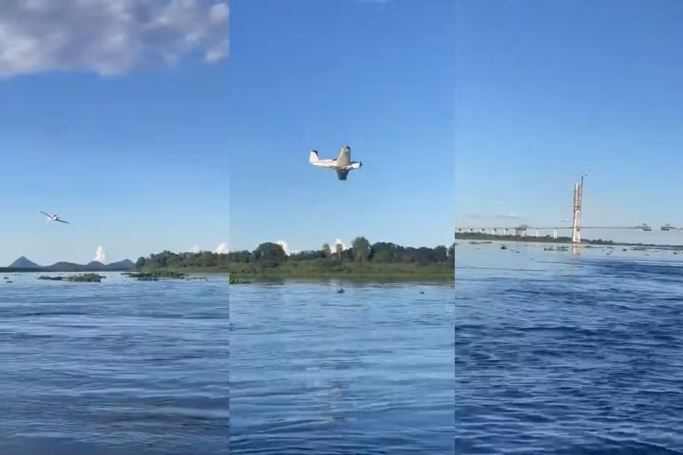 Avião é flagrado em manobra perigosa próximo de ponte da Rota...