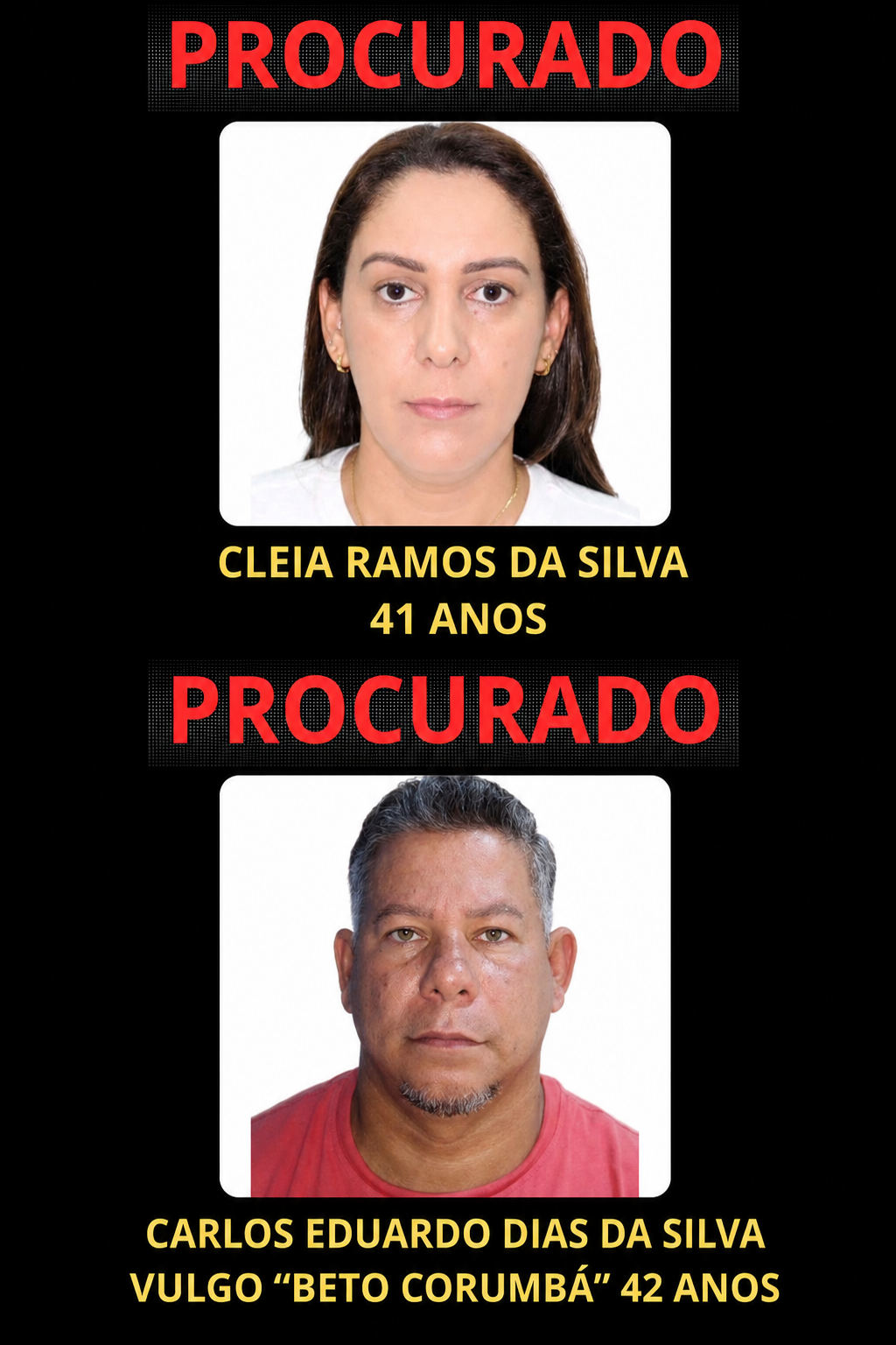 Polícia divulga fotos de homem e mulher acusados de integrar...